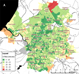 Average time to cycle commute