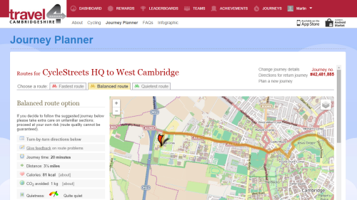 Cambridgeshire cycle challenge journey planner
