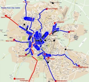 Signed routes Auto-generated route signs from the Centre of Cambirdge