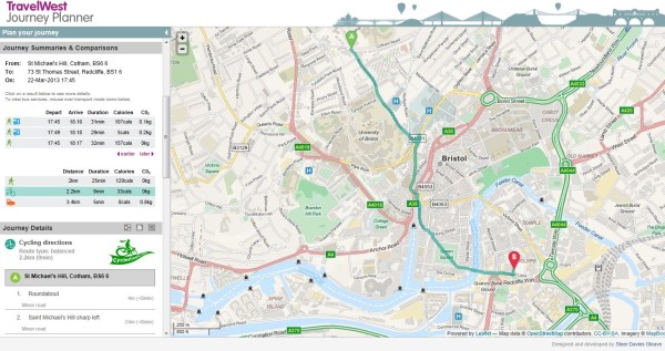 Travel West multi-modal journey planner