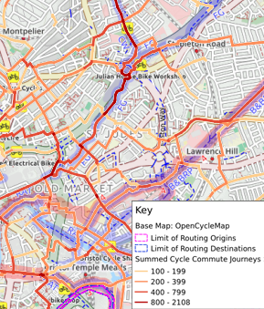 Summed routes (street level detail)