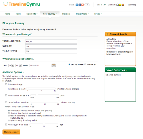 Traveline Cymru screenshot