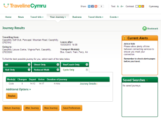 Traveline Cymru screenshot