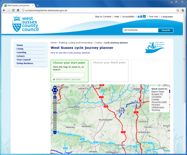 West Sussex Cycle Journey Planner